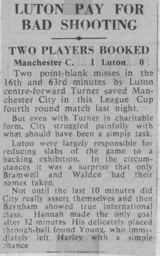 Match Report: Manchester City vs Luton Town FC (14th Nov 1962)