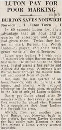 Match Report: Norwich City vs Luton Town FC (24th Nov 1962)