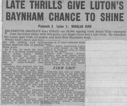 Match Report: Plymouth Argyle vs Luton Town FC (8th Dec 1962)