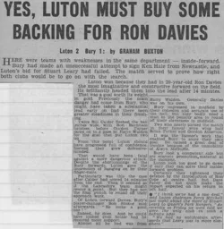 Match Report: Luton Town FC vs Bury (15th Dec 1962)