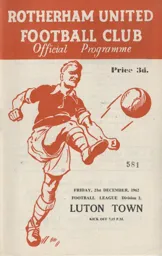 Programme: Rotherham United vs Luton Town FC (21st Dec 1962)
