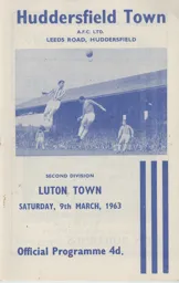 Programme: Huddersfield Town vs Luton Town FC (9th Mar 1963)