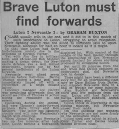 Match Report: Luton Town FC vs Newcastle United (30th Mar 1963)