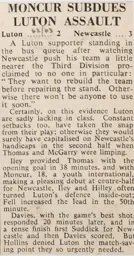 Match Report: Luton Town FC vs Newcastle United (30th Mar 1963)