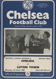 Programme: Chelsea vs Luton Town FC (1st Apr 1963)