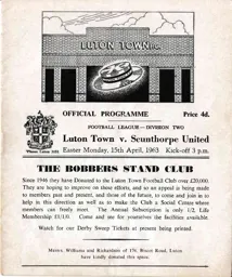 Programme: Luton Town FC vs Scunthorpe United (15th Apr 1963)