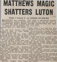 Match Report: Stoke City vs Luton Town FC (18th May 1963)