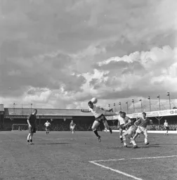 Gareth Salisbury goes in for a spectacular header