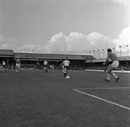 Gareth Salisbury is beaten to the ball