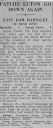 Match Report: Barnsley vs Luton Town FC (6th Sep 1963)