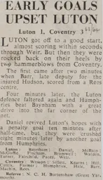 Match Report: Luton Town FC vs Coventry City (14th Sep 1963)