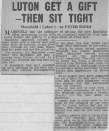Match Report: Mansfield Town vs Luton Town FC (21st Sep 1963)