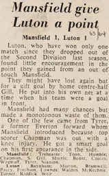 Match Report: Mansfield Town vs Luton Town FC (21st Sep 1963)