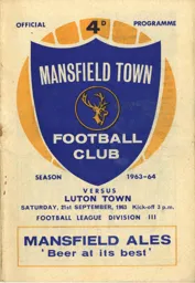 Programme: Mansfield Town vs Luton Town FC (21st Sep 1963)