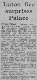 Match Report: Crystal Palace vs Luton Town FC (2nd Oct 1963)