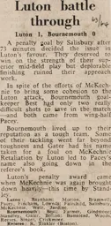 Match Report: Luton Town FC vs Bournemouth (12th Oct 1963)