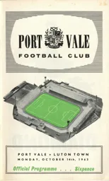 Programme: Port Vale vs Luton Town FC (14th Oct 1963)