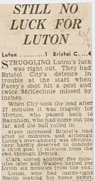 Match Report: Luton Town FC vs Bristol City (23rd Oct 1963)