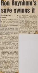 Match Report: Bridgwater Town vs Luton Town FC (16th Nov 1963)