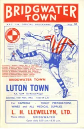 Programme: Bridgwater Town vs Luton Town FC (16th Nov 1963)