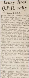 Match Report: Luton Town FC vs Queens Park Rangers (23rd Nov 1963)