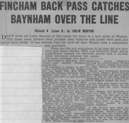 Match Report: Walsall vs Luton Town FC (14th Dec 1963)
