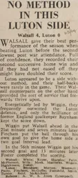 Match Report: Walsall vs Luton Town FC (14th Dec 1963)