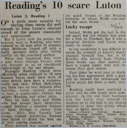 Match Report: Luton Town FC vs Reading (21st Dec 1963)