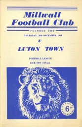 Programme: Millwall vs Luton Town FC (26th Dec 1963)
