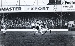 John O'Rourke is beaten by Millwall keeper Alex Stepney