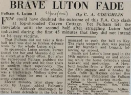 Match Report: Fulham vs Luton Town FC (4th Jan 1964)