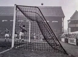 The ball flies harmlessly over the top