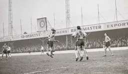 John O'Rourke rises to win the ball in the air