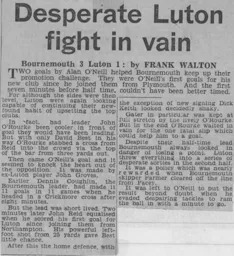 Match Report: Bournemouth vs Luton Town FC (22nd Feb 1964)
