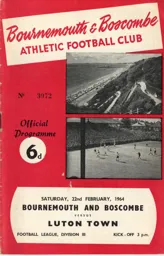 Programme: Bournemouth vs Luton Town FC (22nd Feb 1964)