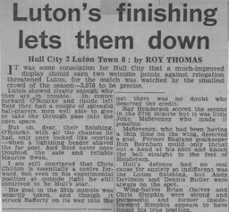 Match Report: Hull City vs Luton Town FC (21st Mar 1964)