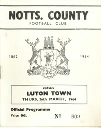 Programme: Notts County vs Luton Town FC (26th Mar 1964)