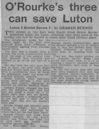 Match Report: Luton Town FC vs Bristol Rovers (28th Mar 1964)
