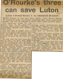 Match Report: Luton Town FC vs Bristol Rovers (28th Mar 1964)