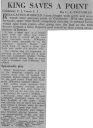 Match Report: Colchester United vs Luton Town FC (18th Apr 1964)