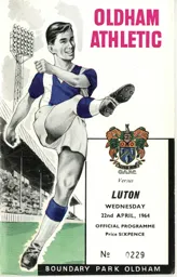 Programme: Oldham Athletic vs Luton Town FC (22nd Apr 1964)