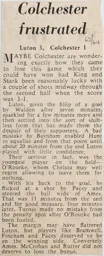 Match Report: Luton Town FC vs Colchester United (26th Aug 1964)