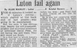 Match Report: Luton Town FC vs Bristol Rovers (29th Aug 1964)