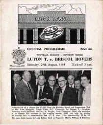 Programme: Luton Town FC vs Bristol Rovers (29th Aug 1964)