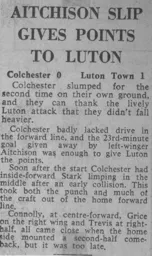 Match Report: Colchester United vs Luton Town FC (31st Aug 1964)