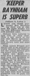 Match Report: Oldham Athletic vs Luton Town FC (5th Sep 1964)