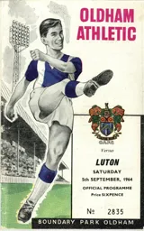 Programme: Oldham Athletic vs Luton Town FC (5th Sep 1964)