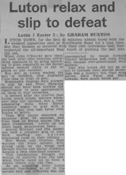 Match Report: Luton Town FC vs Exeter City (12th Sep 1964)