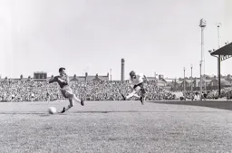 Ray Whittaker hammers a typical left footed shot at goal