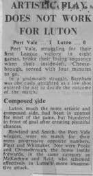 Match Report: Port Vale vs Luton Town FC (14th Sep 1964)